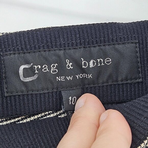 Rag & Bone Simone Houndstooth Plaid Pant Black/Beige Women’s 10 Preppy Academia - Picture 6 of 11